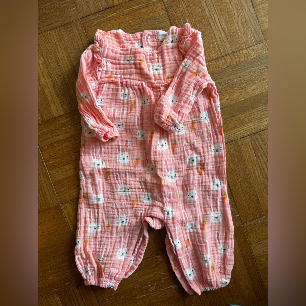 Angel Dear Pink Bunny Print Romper